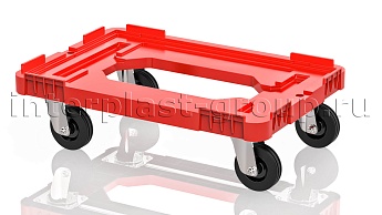 Тележка пластиковая с отверстием без тормозов усиленная красная в Краснокамске