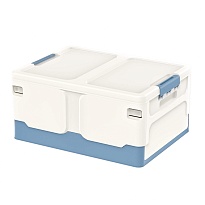 Ящик пластиковый складной белый, дно синее, 480х360х240 мм в Краснокамске
