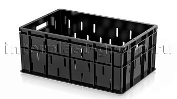 Ящик для молока, мяса, овощей и фруктов малая перфорация дно сплошное черный в Краснокамске