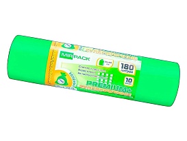 Мешки для мусора 180 л, ароматизированные, зеленые, в рулоне 10 шт., ПВД, 35 мкм, 1100х930 мм, PREMIUM+, 180105301 в Краснокамске