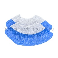 Бахилы бело-синие 1000 шт (500 пар), 48 мкм, двойная подошва, с одной резинкой, Эконом+ в Краснокамске