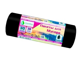 Мешки для мусора 30 л, черные, в рулоне 20 шт., ПНД, 7 мкм, 600х500 мм, MIRPACK Classik, 302040 в Краснокамске