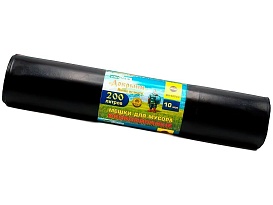 Мешки для мусора 200 л, ароматизированные, черные, в рулоне 10 шт., ПВД, 100 мкм, 1200х800 мм, Добрыня, Dob20010black в Краснокамске