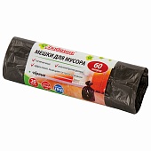 Мешки для мусора 60 л, черные, в рулоне 20 шт., ПНД, 5 мкм, 650х570 мм, Любаша, 605331