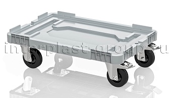 Тележка пластиковая сплошная 2 колеса с тормозом серая в Краснокамске