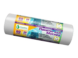 Мешки для мусора 60 л, белые, в рулоне 20 шт., ПНД, 7 мкм, 700х600 мм, MIRPACK Classik, 602052 в Краснокамске