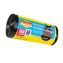 Мешки для мусора 180 л, черные, в рулоне 30 шт., ПНД, 20 мкм, 1150х800 мм, Крепак, 4607075710139 в Краснокамске Мешки для мусора 180 л, черные, в рулоне 30 шт., ПНД, 20 мкм, 1150х800 мм, Крепак, 4607075710139 в Краснокамске