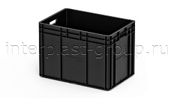 Евроконтейнер открытые ручки/усиленное дно 600х400х420 черный