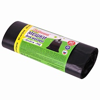 ММешки для мусора 60 л, черные, в рулоне 20 шт., ПНД, 8 мкм, 650х580 мм, Любаша, 608092 в Краснокамске