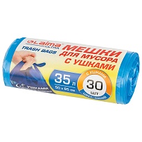Мешки для мусора 35 л, с ушками, синие, в рулоне 30 шт., ПНД, 11 мкм, 650х500 мм, LAIMA ULTRA, 607684 в Краснокамске