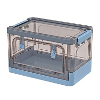 Ящик пластиковый складной прозрачный коричневый, дно синее, 360х235х230 мм, с колесиками в Краснокамске